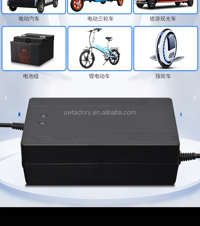 12V/2A Portable Lithium Lifepo4 Golf Cart E-bike Scooter Battery Charger 5A 3A 10a 50a 30a 25a Overcurrent Protection