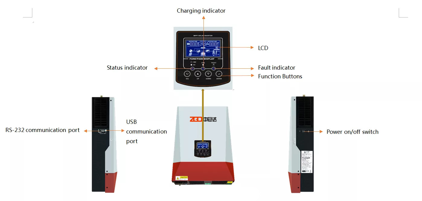 LCD Display 2500W Solar Power Inverter 5000VA For Home Appliances