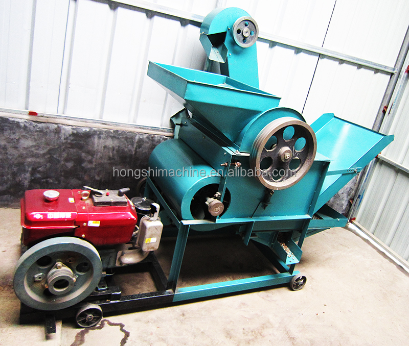 1000-1200kg/h Fiber Decorticating Machine , Diesel Castor Beans Peeling Machine