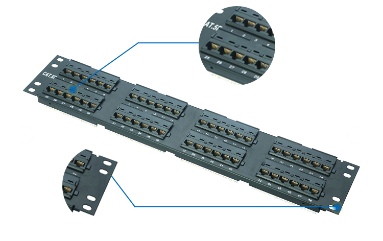 Telecommunication Cat5 Feed Through Patch Panel UTP Type 1000 Matching Cycles