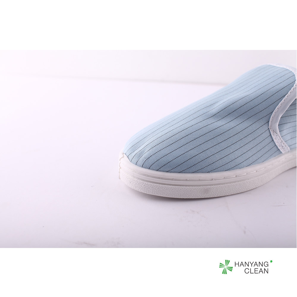 Pharmaceutical factory cleanroom stripe canvas PVC sole shoe breathable esd antistatic shoes
