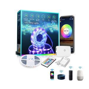 China DC12V work with Alexa google assistance App and remote rgb rgbic addressable waterproof programmable wifi smart led light strip on sale