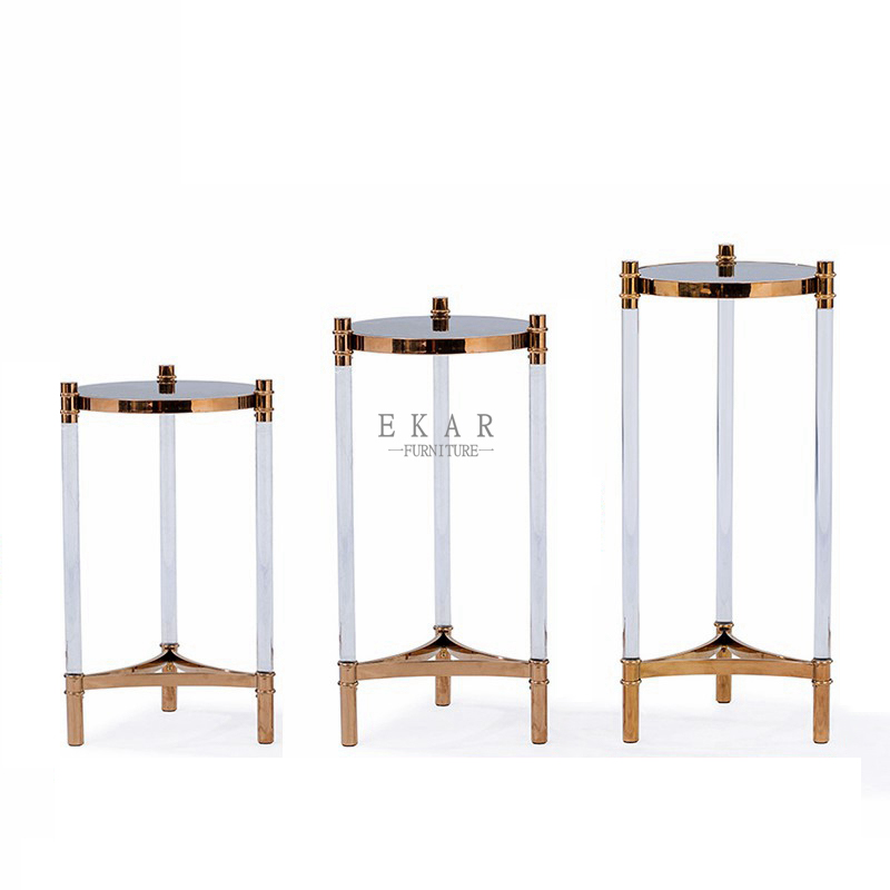 European Modern Style Tempered Glass Stainless Steel Side Table