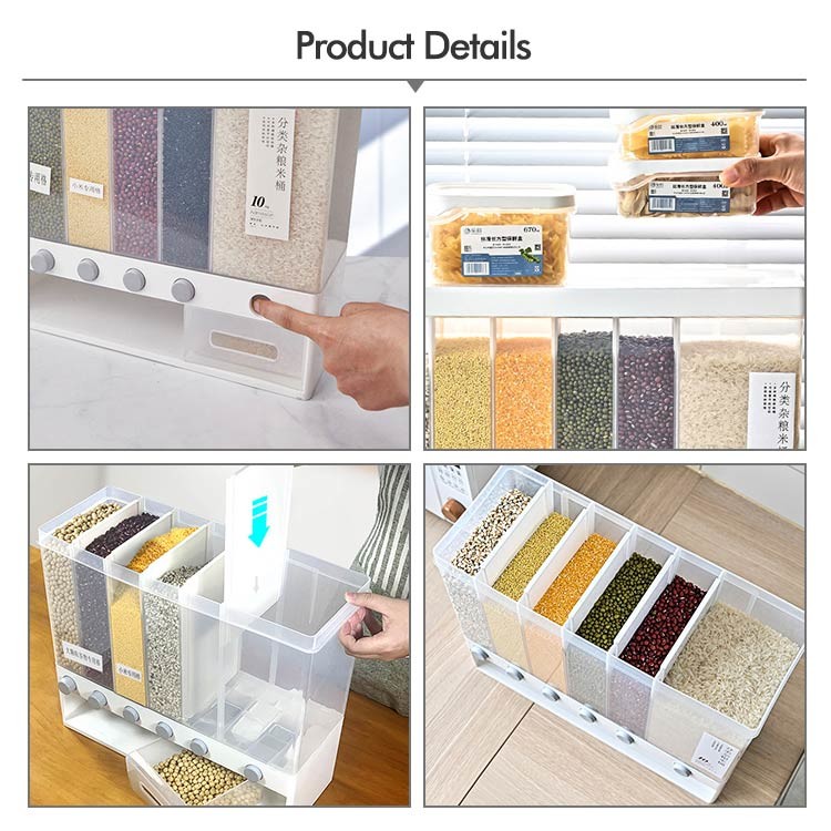 Kitchen Wall Mount 12L Dry Food Dispenser For Cereal Rice