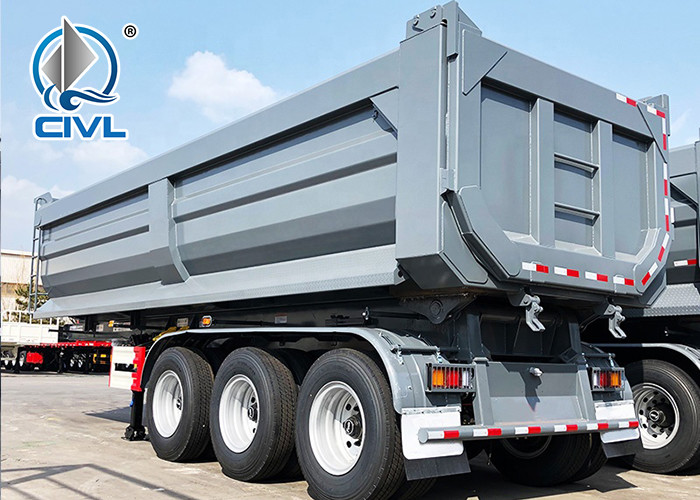 Rear Dump Trailer End Dumping Dumper Semi Truck Trailer 50t To 70 Ton 3 Axles With HYVA Hydraulic Cylinder