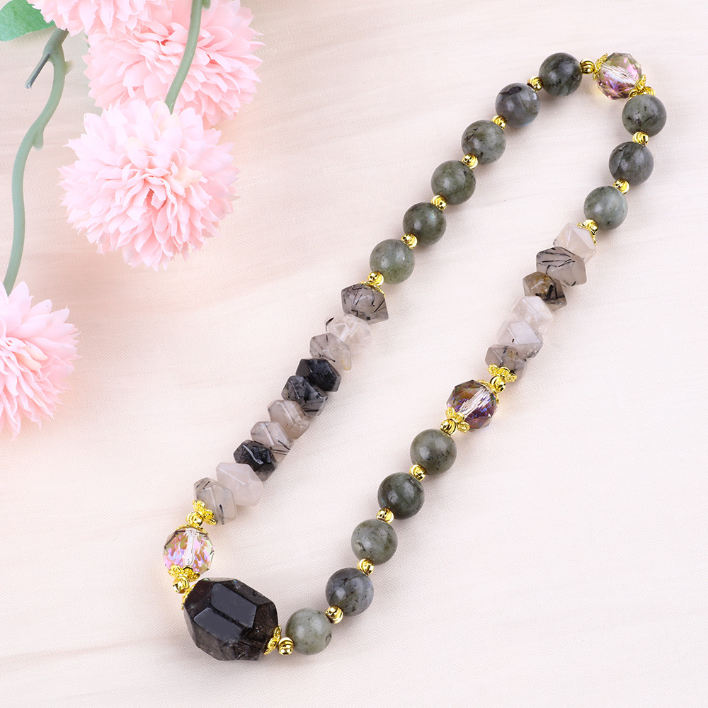 Handmade Labradorite Multifacted And Round Double Layer Stretch Bead Bracelet For Gift Giving