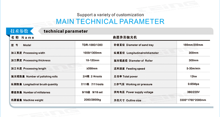 Woodworking Machinery TDR-1000 Wood Brush Polishing Machine For Woodworking Combinate