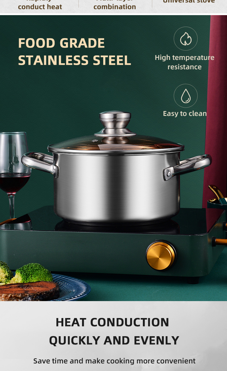 Factory Direct Kitchen Cooking Food Stainless Steel 3 PCS Cooking Pots And Pans Cookware Sets