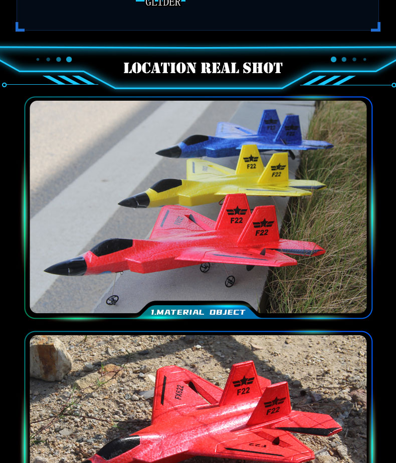 Experience the Excitement of Fx622 F22 Raptor Fighter Jet 2.4G 2CH EPP RC Airplane with LED Lights Age Range 5-7 Years