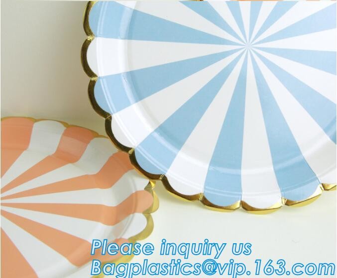 Party supplies, custom printing table rose gold paper biodegradable dinner disposable plate,Compostable Eco Friendly Env
