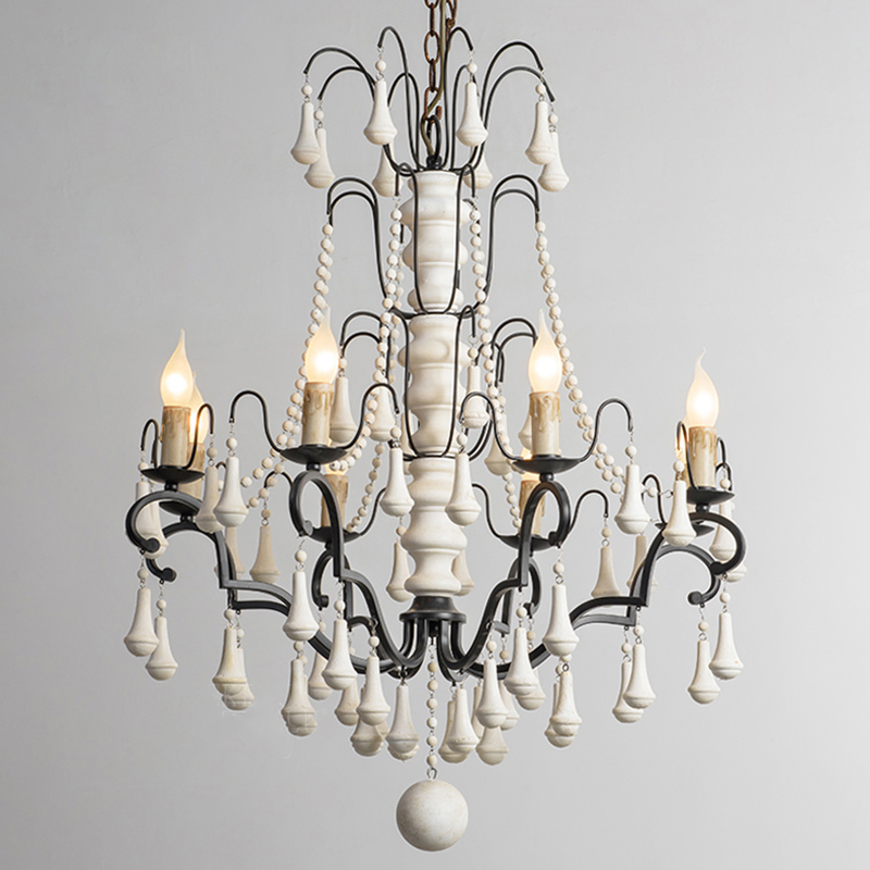 Wood Bead chandelier lighting lustre bois for country farmhouse rustic Chandelier(WH-CI-21)