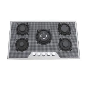 110v 5 Burner Built In Gas Hob With Durable Cast Iron Grates And Sleek Glass Top