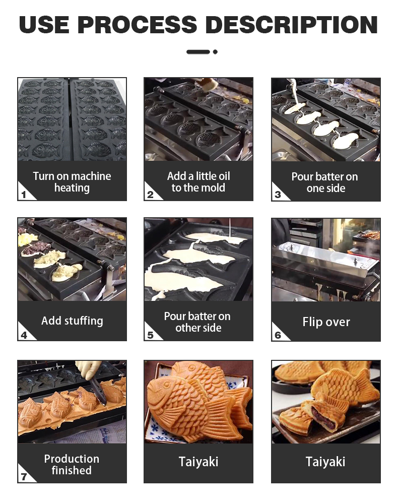 Stainless Steel Electric Taiyaki Machine for Fish Shape Snack Equipment 380x380x245mm