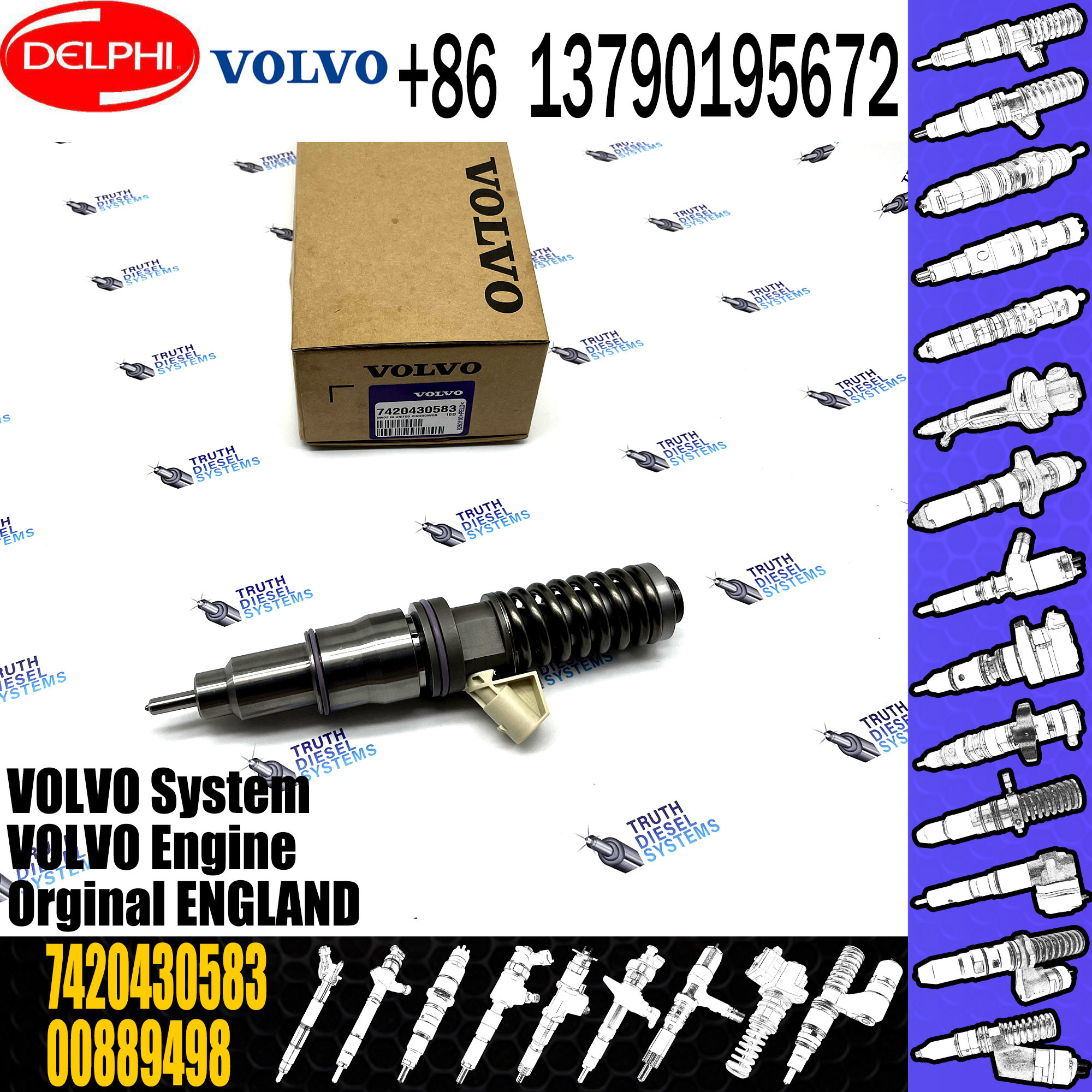 common rail injector 20430583 BEBE4C00101 VOE20430583 for DX12 VOL D12C D12D FH/NH/FM12 fuel injector 74204305