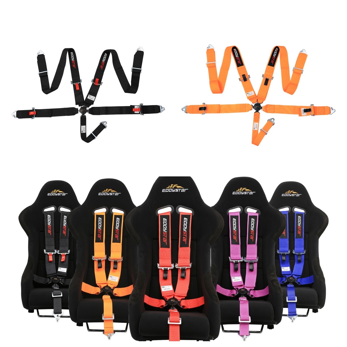 EDDY Purple 5 Point Racing Seat Belt Harness SFI Certificate For Race Car
