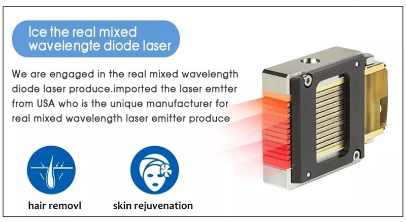 Portable Painless Diode Hair Removal Machine 755nm 1064nm 808nm Permanent