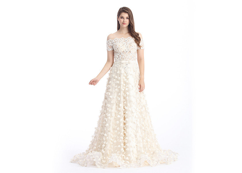 Boat Neck Balloon Sleeve Vintage Evening Dresses , Mermaid Party Dresses For Women