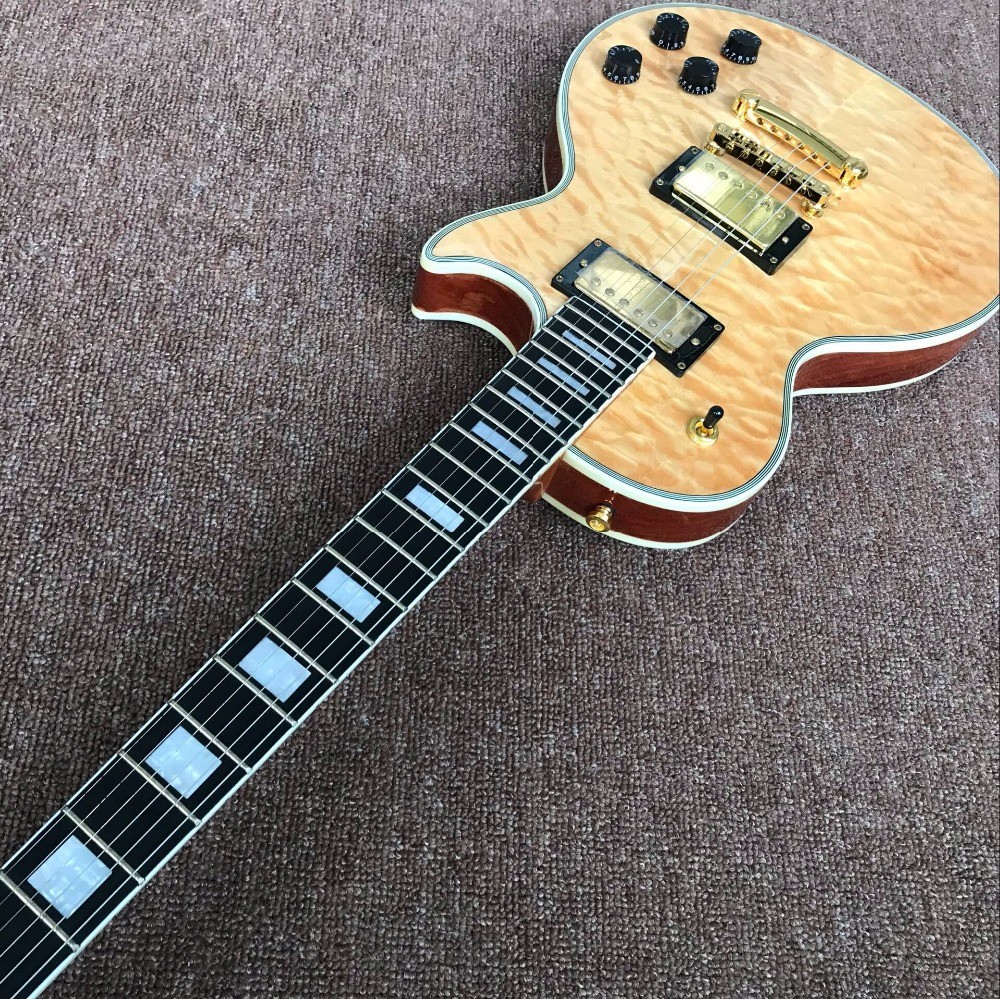 New standard LP CUSTOM SHOP Hot sale LP custom electric guitar flame maple cover natural color gold hardware