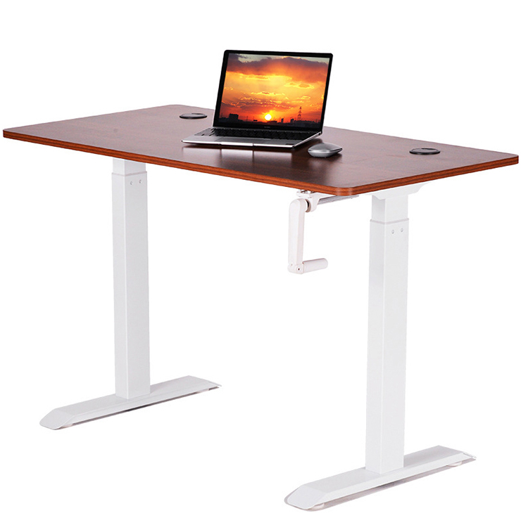 Commercial Furniture Modern Design Brown Wooden Manual Standup Desk for Small Office