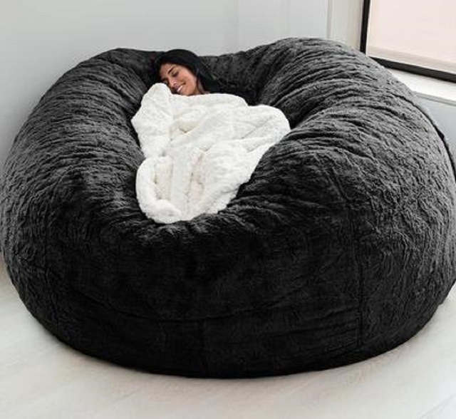 Outdoor 7Ft Giant Bean Bag Lounge Chair Soft Faux Fur Fabric EPS Fill
