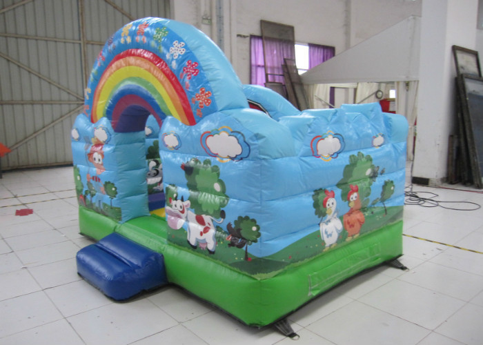 Outdoor Rainbow Farm Kids Inflatable Bounce House 0.55mm PVC 3 X 2m For Party