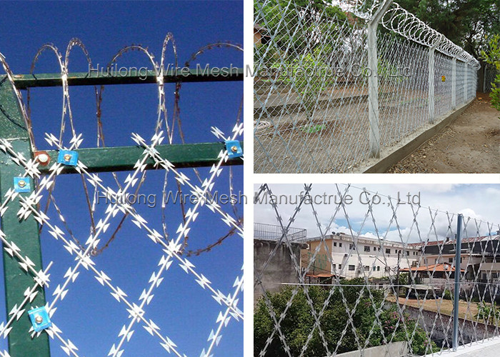 2.5mm Blade Concertina Razor Wire Fence Galvanized Straight Lines