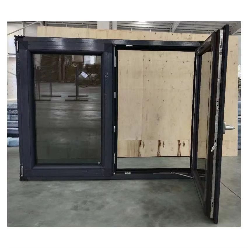 Dark Grey Tilt And Turn UPVC Windows Tempered Double Glass Window Replacement
