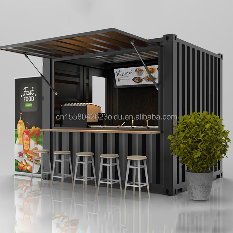 Galvanized Steel Square Tubes Mini Popup Shop Mobile Container Coffee Bar Houses 10ft Container with 50mm Wall and 75mm Wall