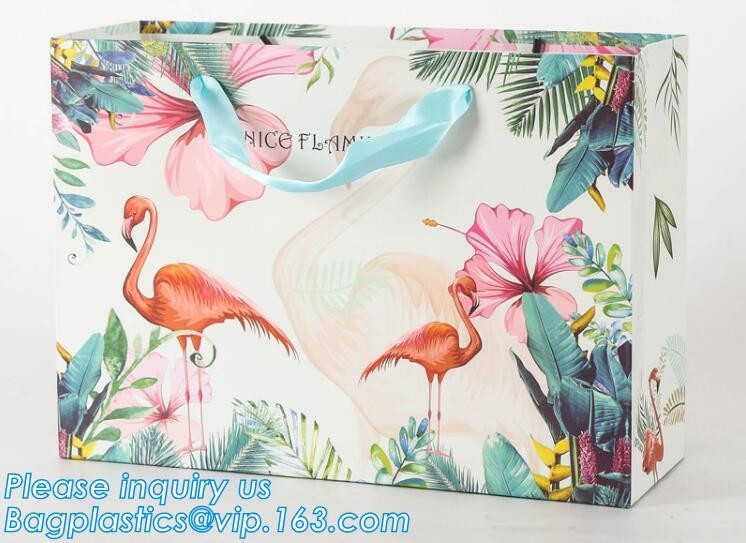 Flat Paper Handle Eco Friendly Retail Packaging Paper Carrier Bag Personalization Logo