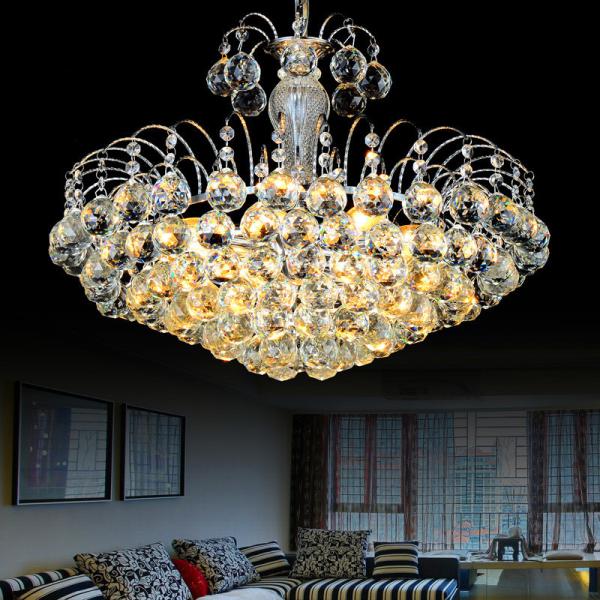 Indoor Luxury Glass Crystal Chandeliers Gold Modern Crystal Pendant Light For