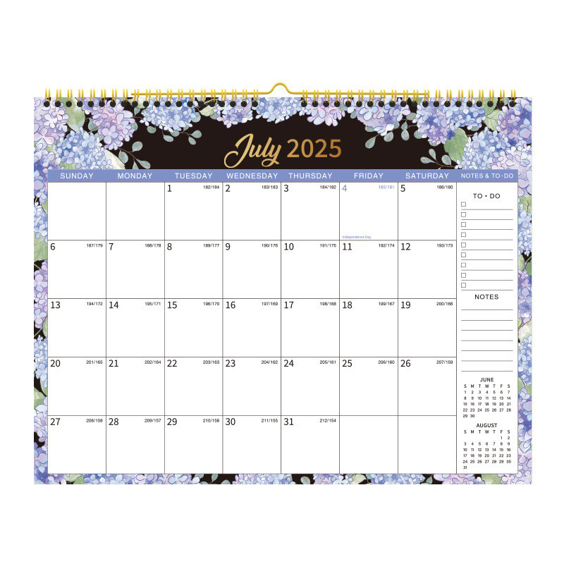 End Month December Custom Wall Calendar in Retangle Design Glossy Paper Type