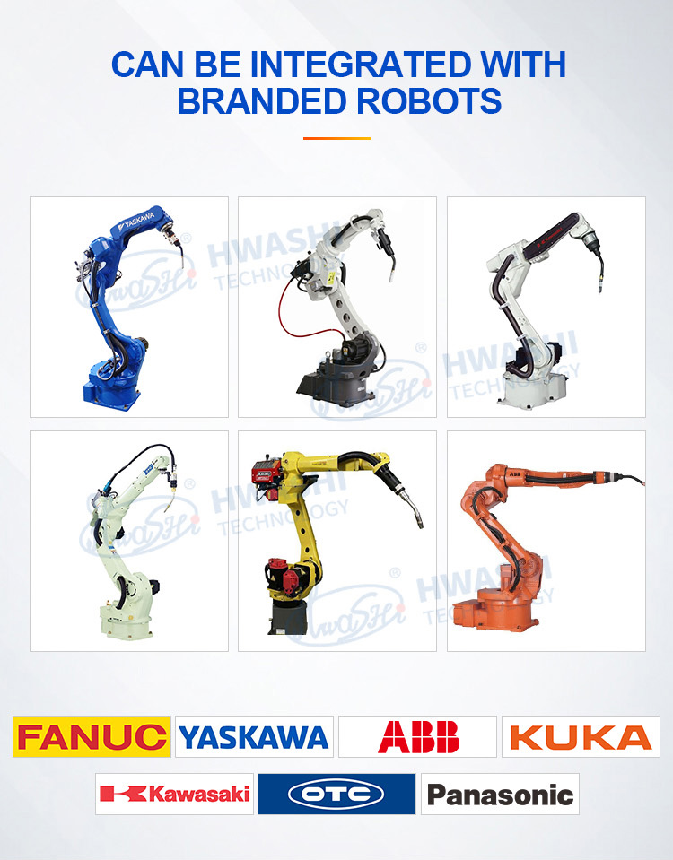 Hwashi Automatic MIG TIG Welding Robot With Rotating Station For Storage Rack Corner