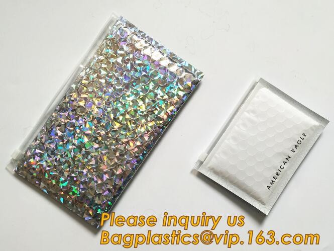 air mail metallic holographi rose gold bubble padded mailer / Zip lockkk bubble bag/ slider bubble bag,Holographic Factory