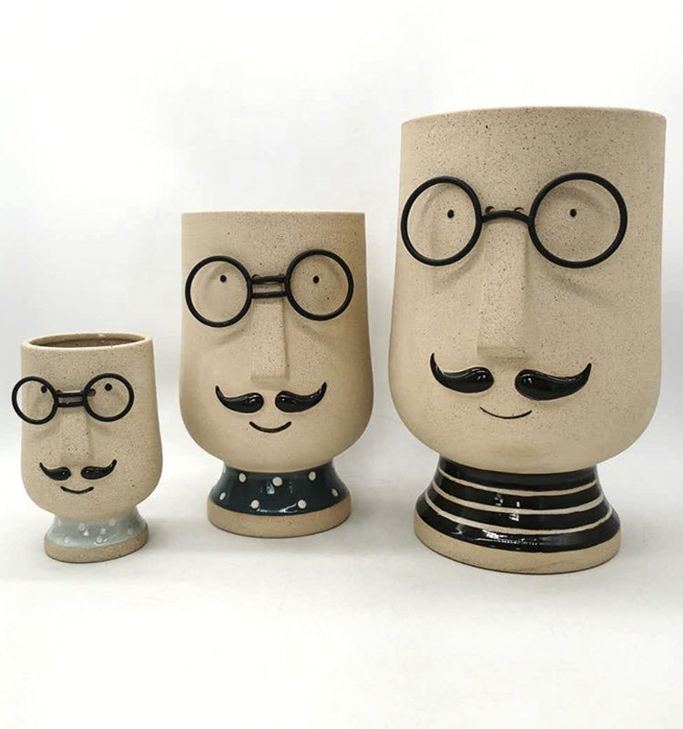 14 Inch 10 Inch 12 Inch Ceramic Flower Pot Lovely Instagram 3D Unique MEN Shaped