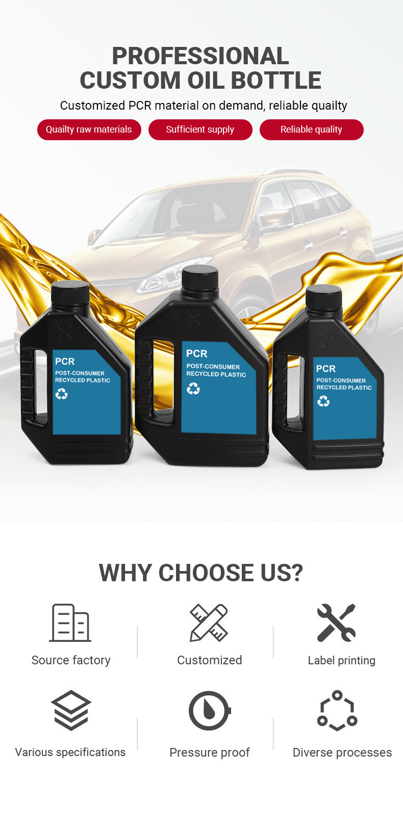 2000ml Plastic Lubricant Oil Bottle Empty 2L Engine Oil Container