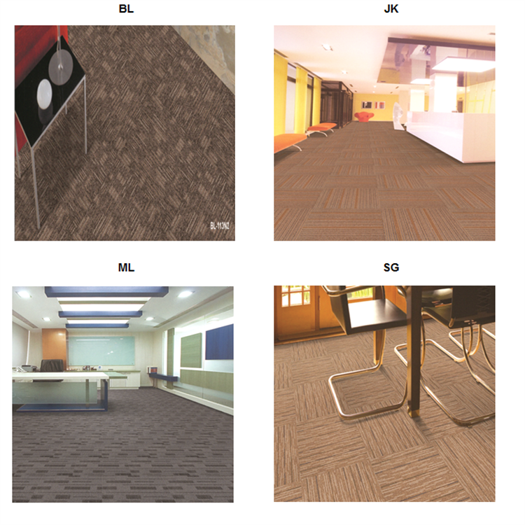 Ribbed surface double colors striped level loop PP carpet tiles