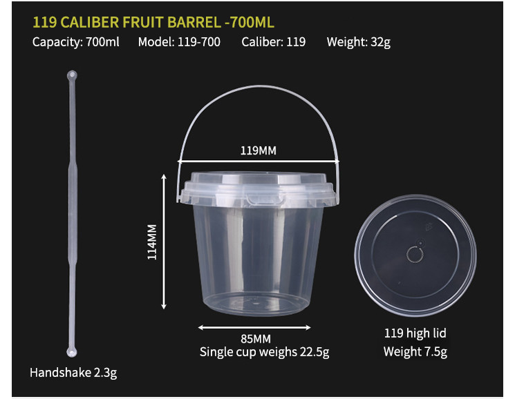 Custom Printed 12 Oz Pp Cup Clear Plastic Cups Fruit Yogurt Salad Bucket Cup