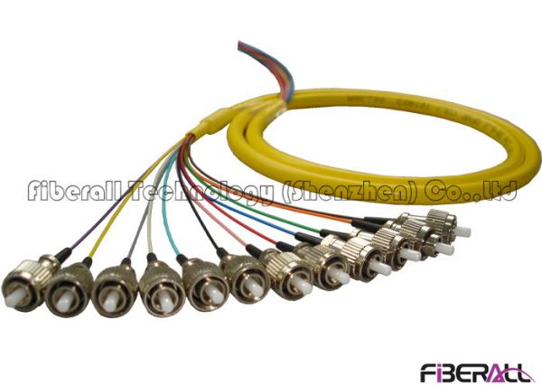 Breakout Bundle Fiber Optic Pigtail With 12 Colors 0.9mm Loose Tube FC Single
