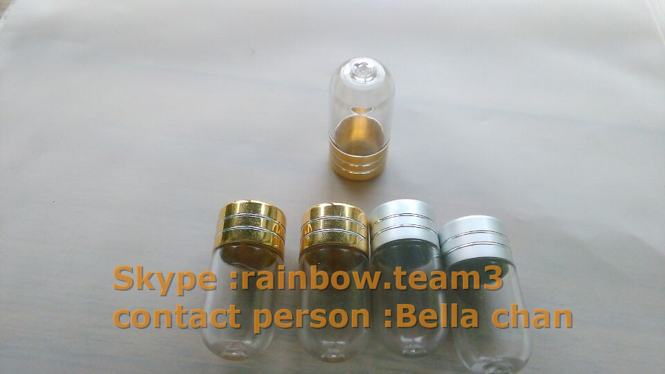 Empty plastic bottle for pill and capsules / Male enhancement pills bullet bottle with metal cap