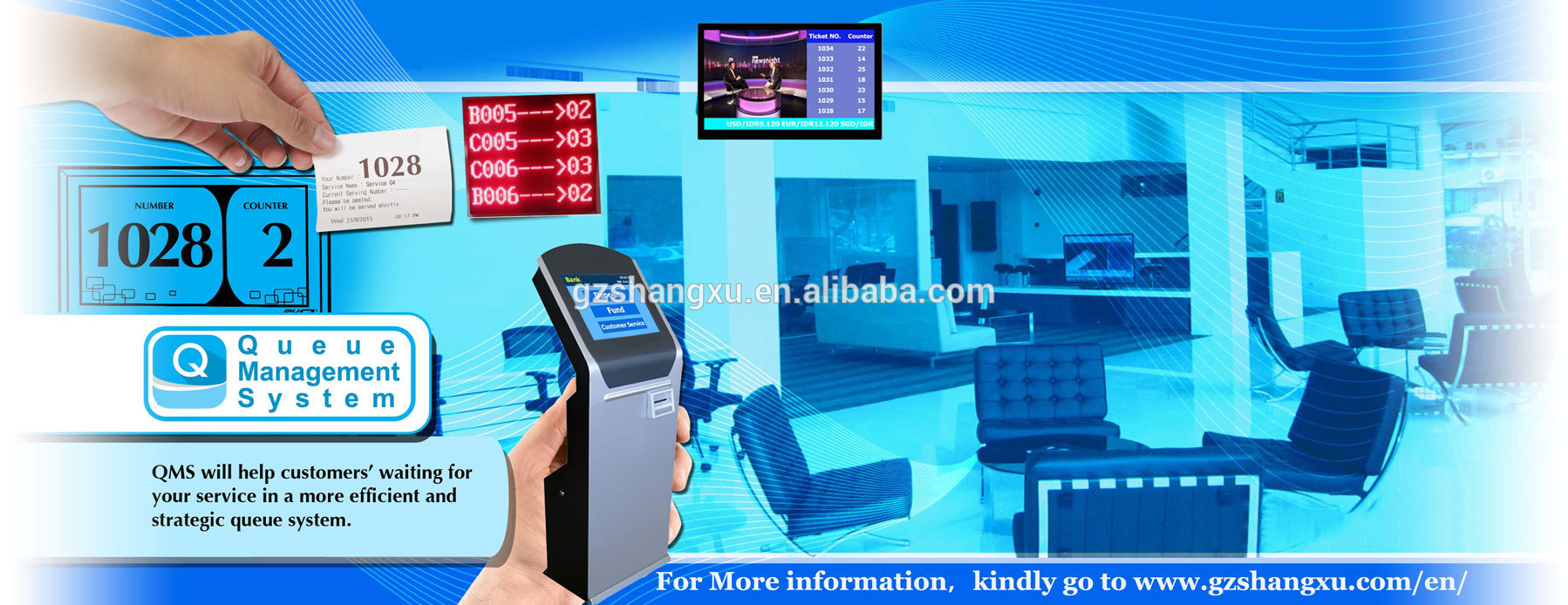 Bank/Hospital/Clinic/Pharmacy Queue Ticketing Kiosk System with 19 inch Token Number Ticket Dispenser