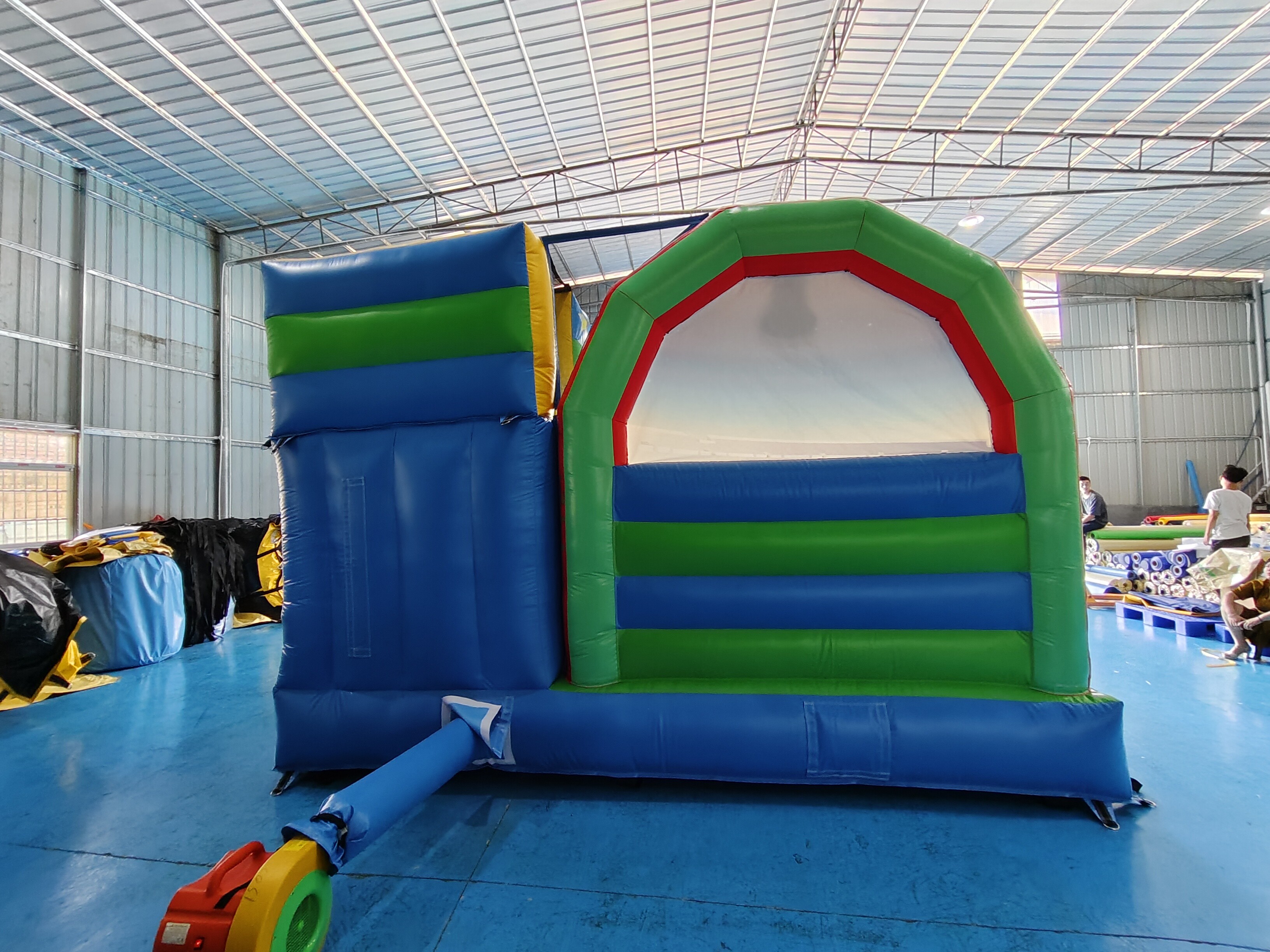 Kids PVC Inflatable Bouncer Combo With Slide Soccer Theme Castle Playground