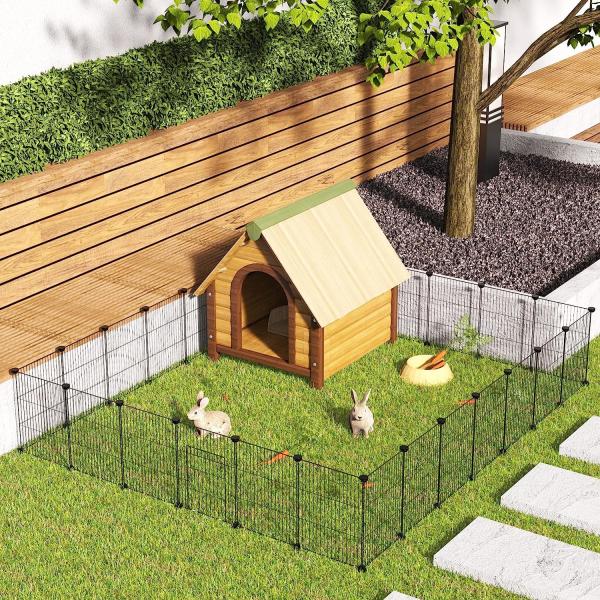 Pet Playpen,Small Animals Cage DIY Wire Portable Yard Fence with Door Puppies,