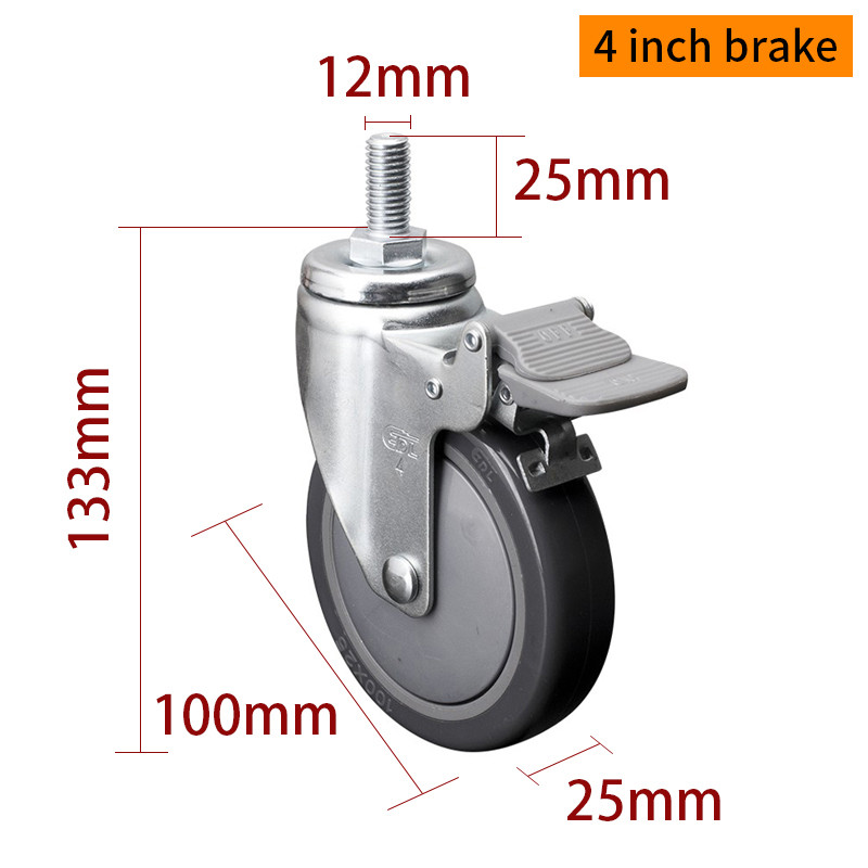 4 Inch Metal Caster Wheels Light Duty 100mm Swivel Castors 3714S-77