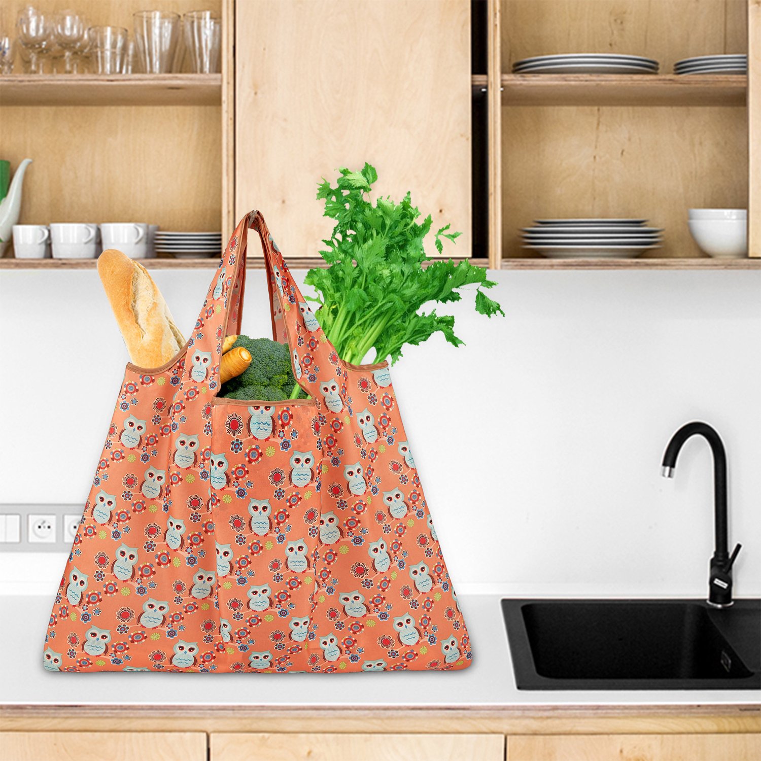Amazon hot selling Reusable Grocery Tote Bags Eco Friendly handbags Large Heavy Duty Machine Washable Ripstop Nylon bag
