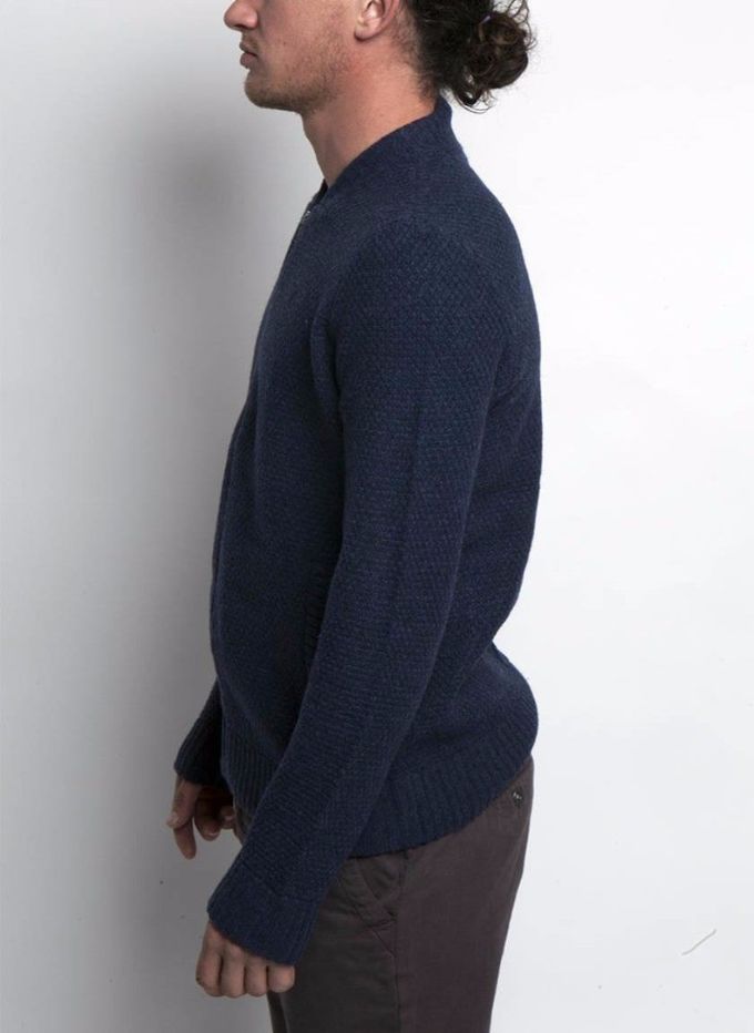 80 Lambswool 20 Nylon Knit Cardigan Sweater Texture Stitch For Men 5gg Gauge