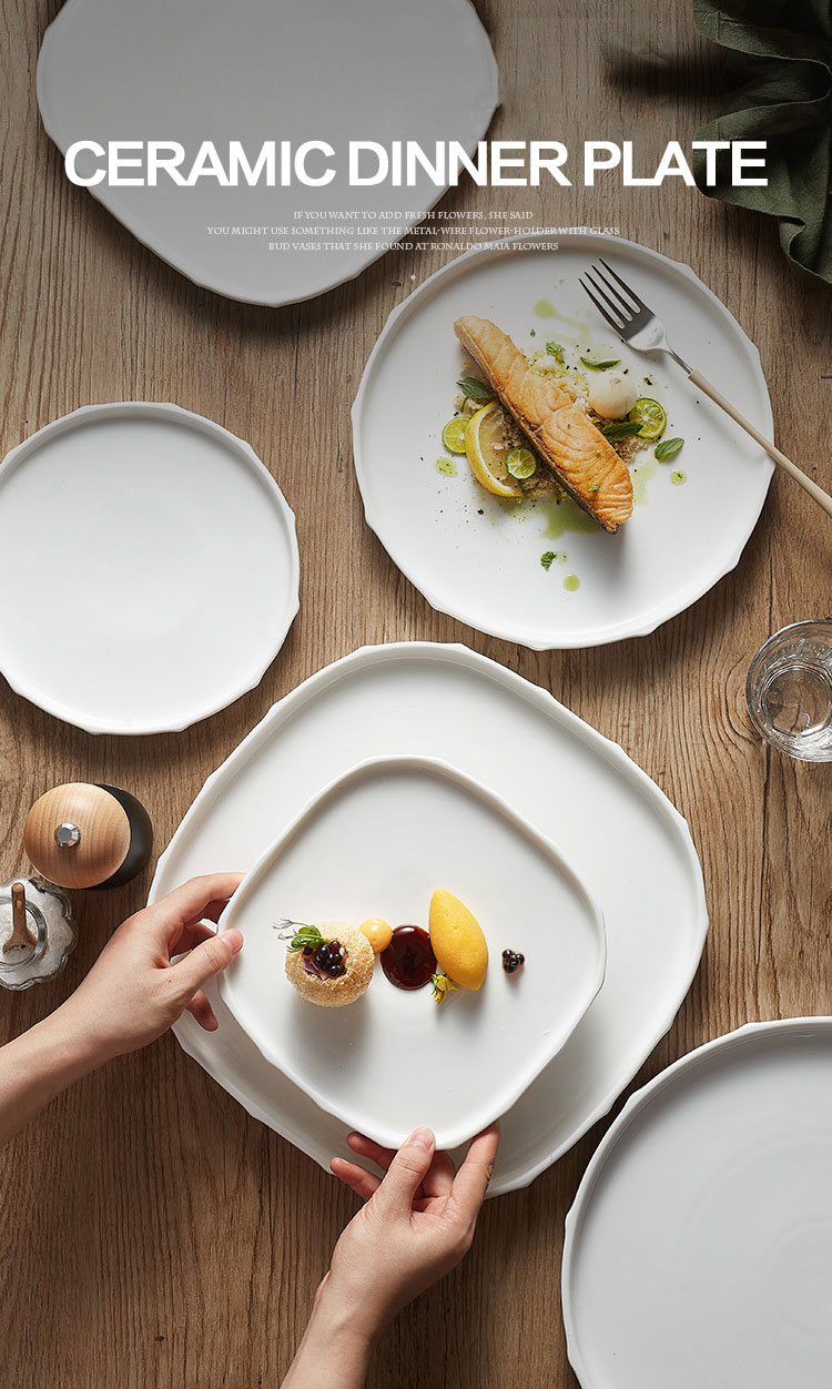Polygonal Custom Printed Ceramic Plates With 8 Inch 10 Inch 12 Inch Size