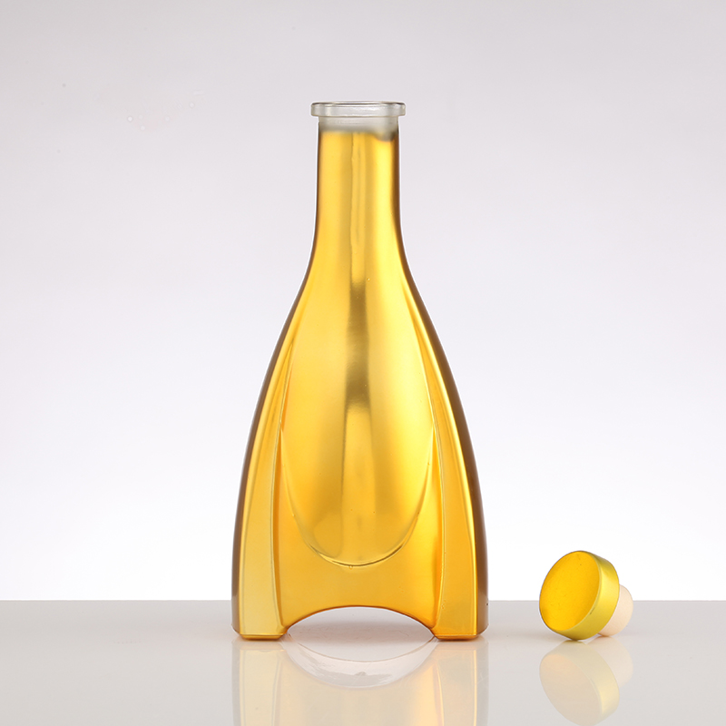 Industrial Beverage Custom Electroplated 750ml 500ml Glass Bottle for Brandy Vodka