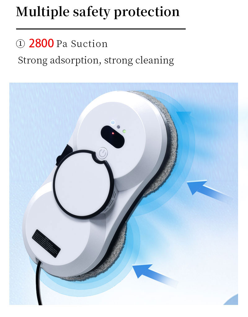 Ultra Thin Edge Detection Glass Cleaning Robot 80W 240v Water Jet Vacuum Cleaner