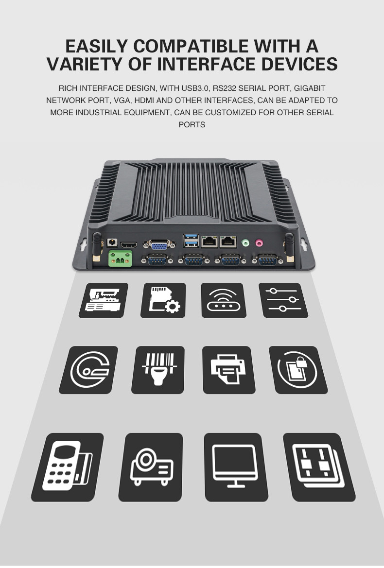 Mini Host Home Office Micro Embedded Double String Fanless I7 Pc