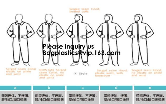 Boot, Hood, Elastic Cuffs, Ankles, Waist. Heavy-Duty Protective Coveralls. Unisex Disposable Workwear for cleaning servi